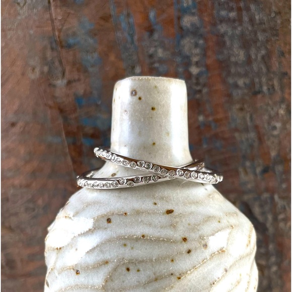 Swarovski Crystal and Silver Hoop Earrings - Picture 3 of 6